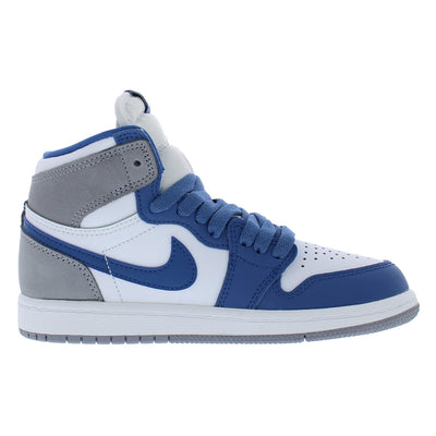 For Nike Jordan 1 Retro High OG PS Casual Shoes for Boys Size 1 True Blue/White/Cement Grey Color