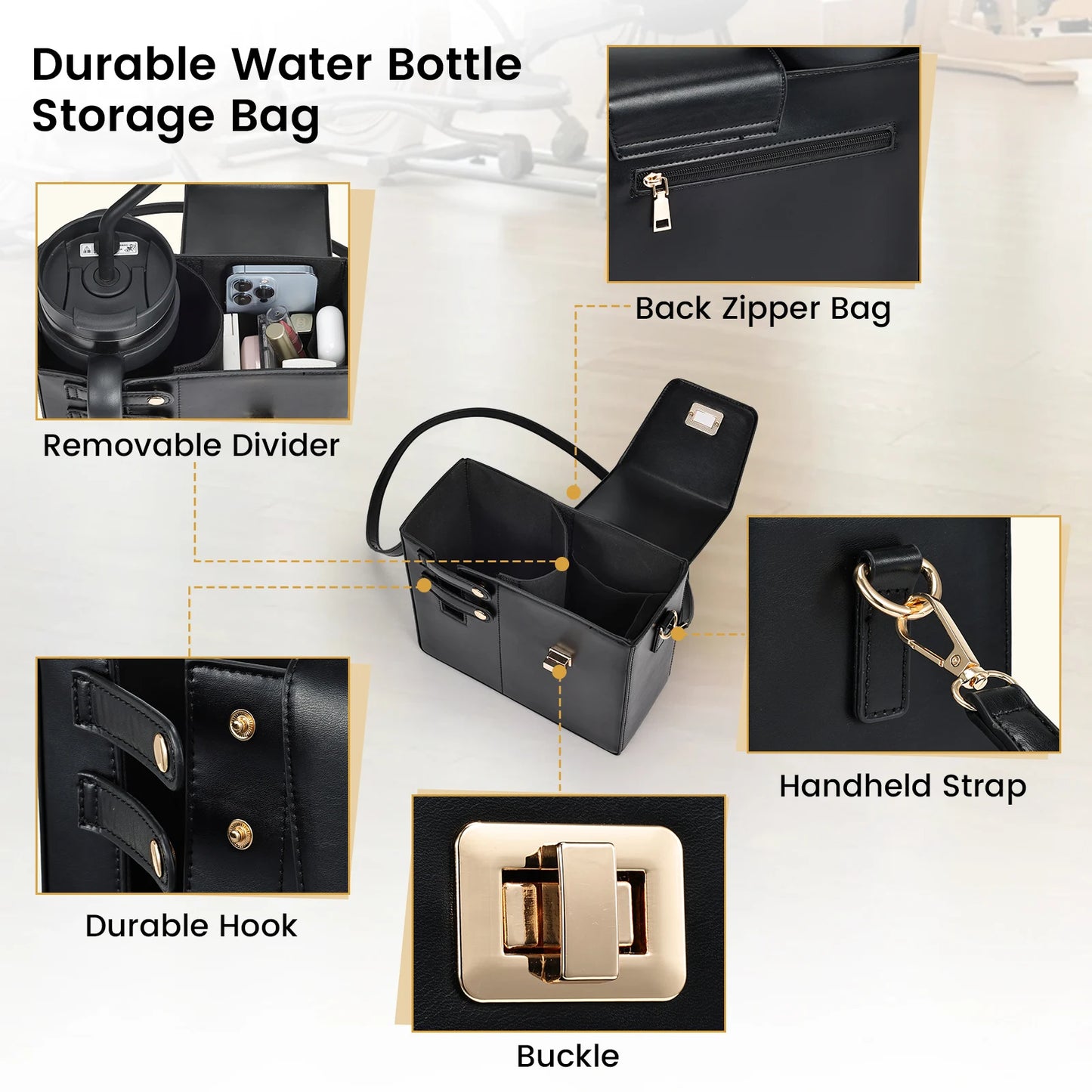Durable Leather Crossbody Purse Water Bottle Cup Organizer Holder Bag Universal Water Cup Carrier Storage Bag for Women Girls