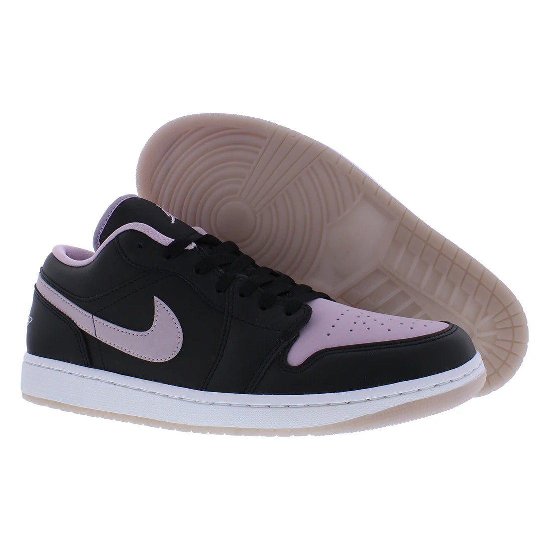 For Nike for Air for Jordan 1 Low SE Men's Retro Walking Shoes Black/Iced Lilac/White Size 10 PU Insole Height Increasing for